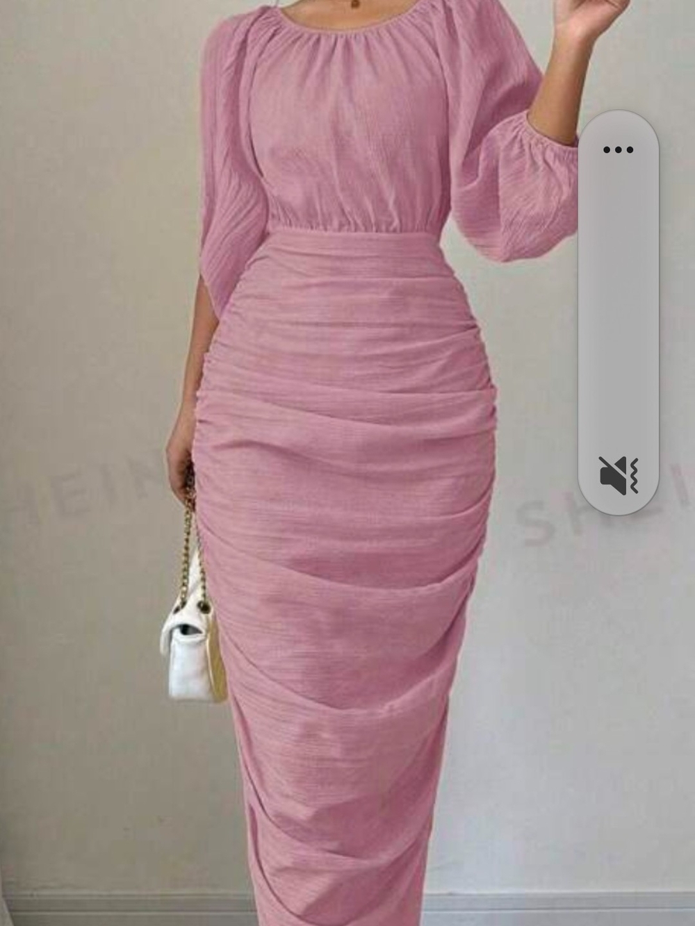 SHEIN Pink Ruched Maxi Dress Women's 6